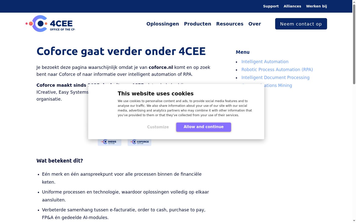 Screenshot del banner di consenso mostrato prima di qualsiasi interazione