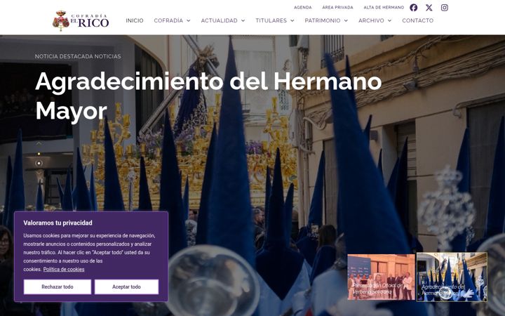 Screenshot of cofradiaelrico.com