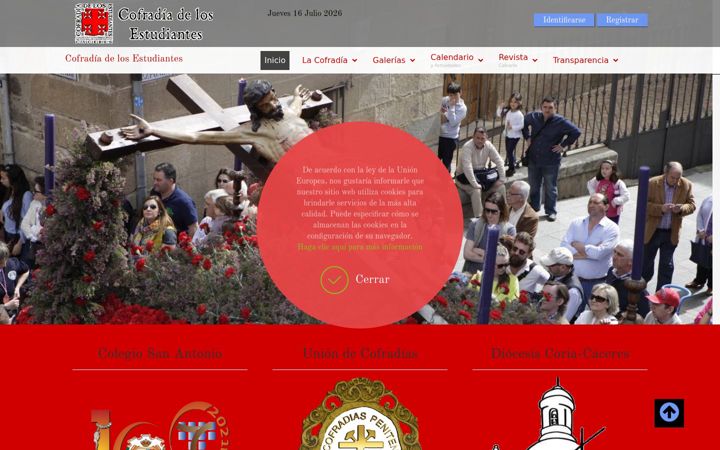 Zrzut ekranu cofradiaestudiantescaceres.es