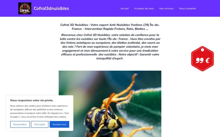Skærmbillede af cofral3dnuisibles.fr