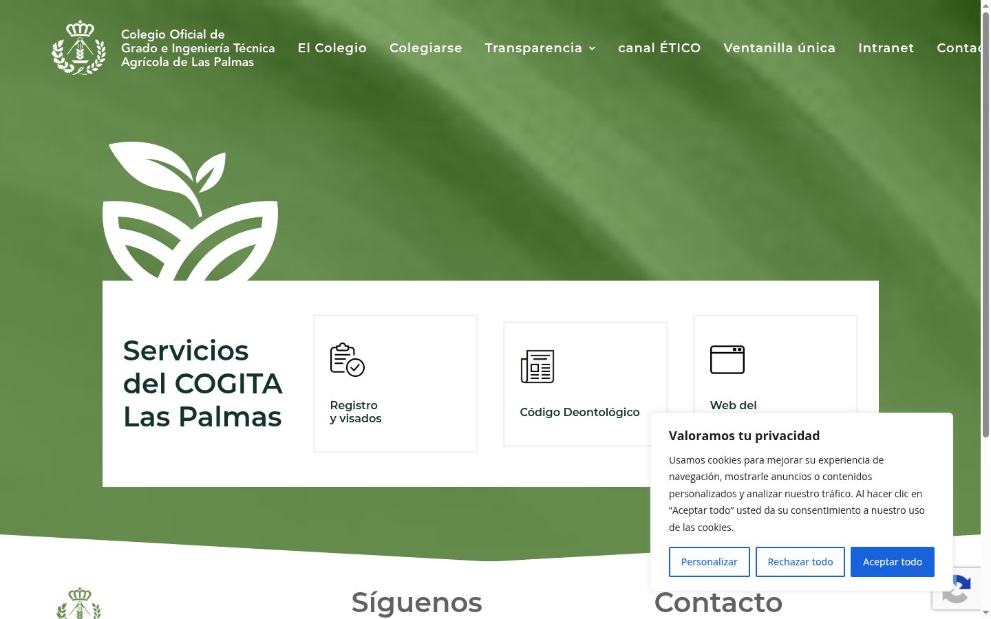 Captura de pantalla del banner de consentimiento mostrado antes de cualquier interacción