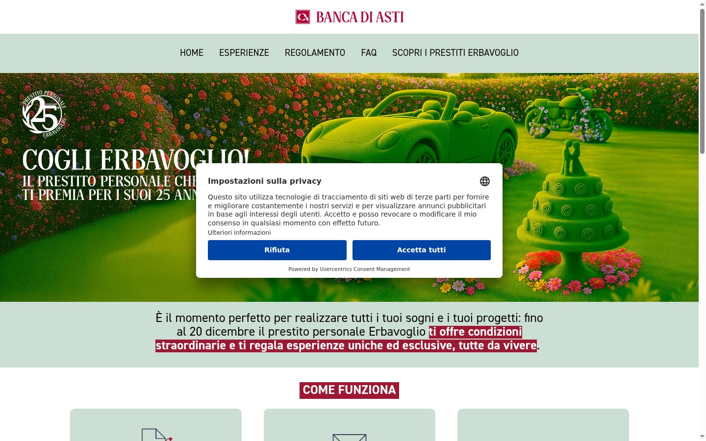 Screenshot des Einwilligungsbanners vor jeglicher Interaktion