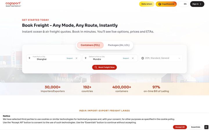 Screenshot of cogoport.com