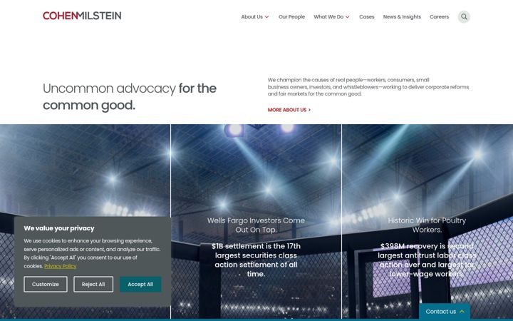 Screenshot of cohenmilstein.com