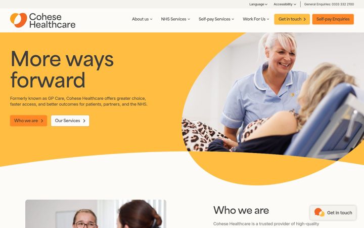 Screenshot of cohese.healthcare