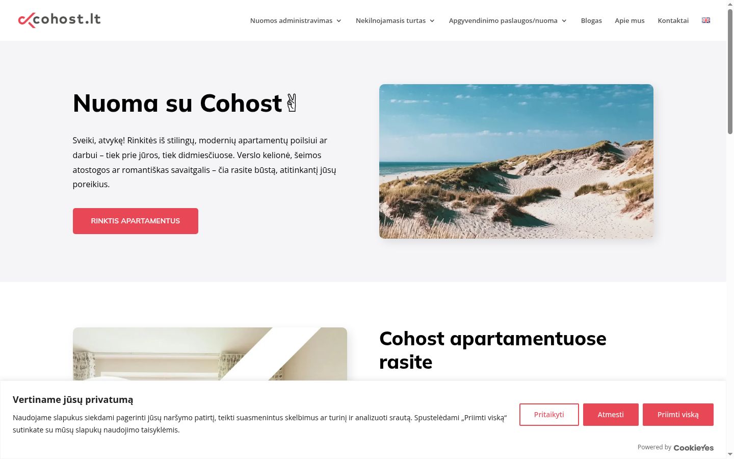 Screenshot del banner di consenso mostrato prima di qualsiasi interazione