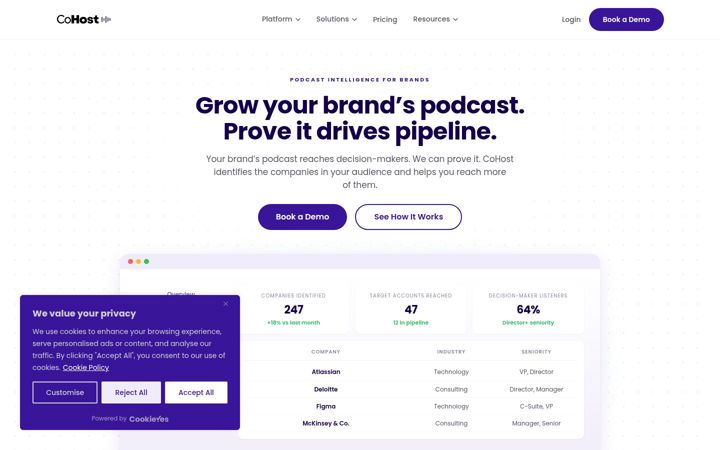 Screenshot of cohostpodcasting.com