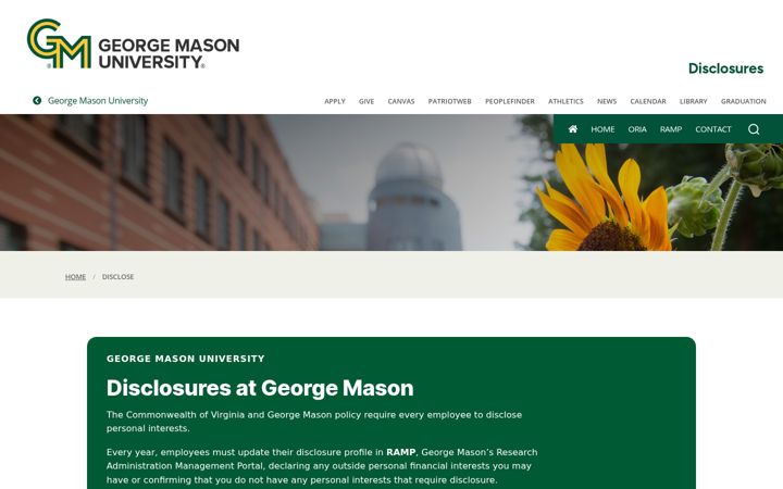 Screenshot von coi.gmu.edu