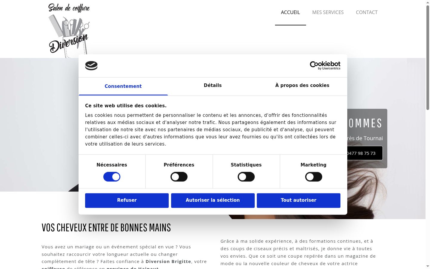 Screenshot del banner di consenso mostrato prima di qualsiasi interazione