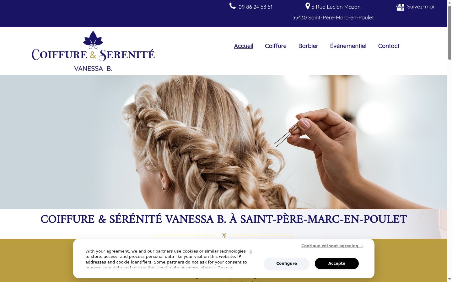 Captura de ecrã do banner de consentimento apresentado antes de qualquer interação