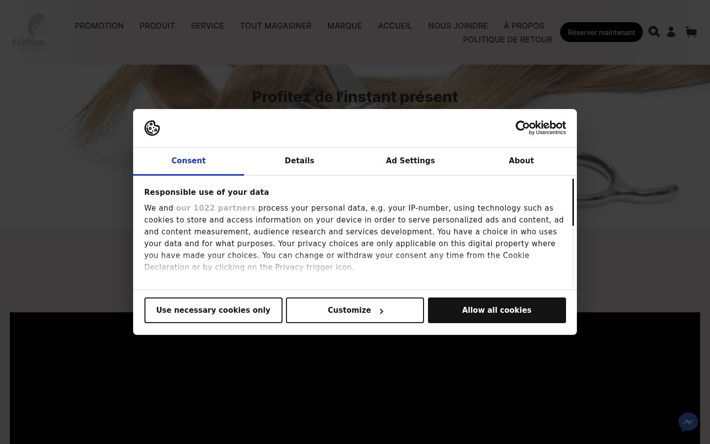 Screenshot des Einwilligungsbanners vor jeglicher Interaktion