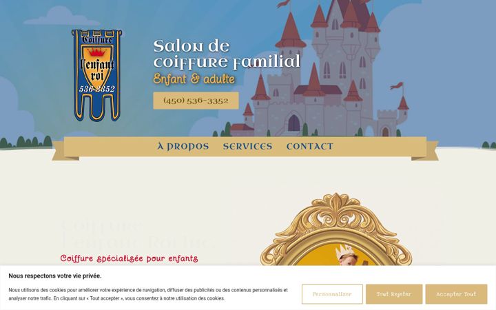 Screenshot of coiffurelenfantroi.com