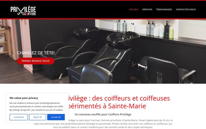 Screenshot of coiffureprivilege.ca