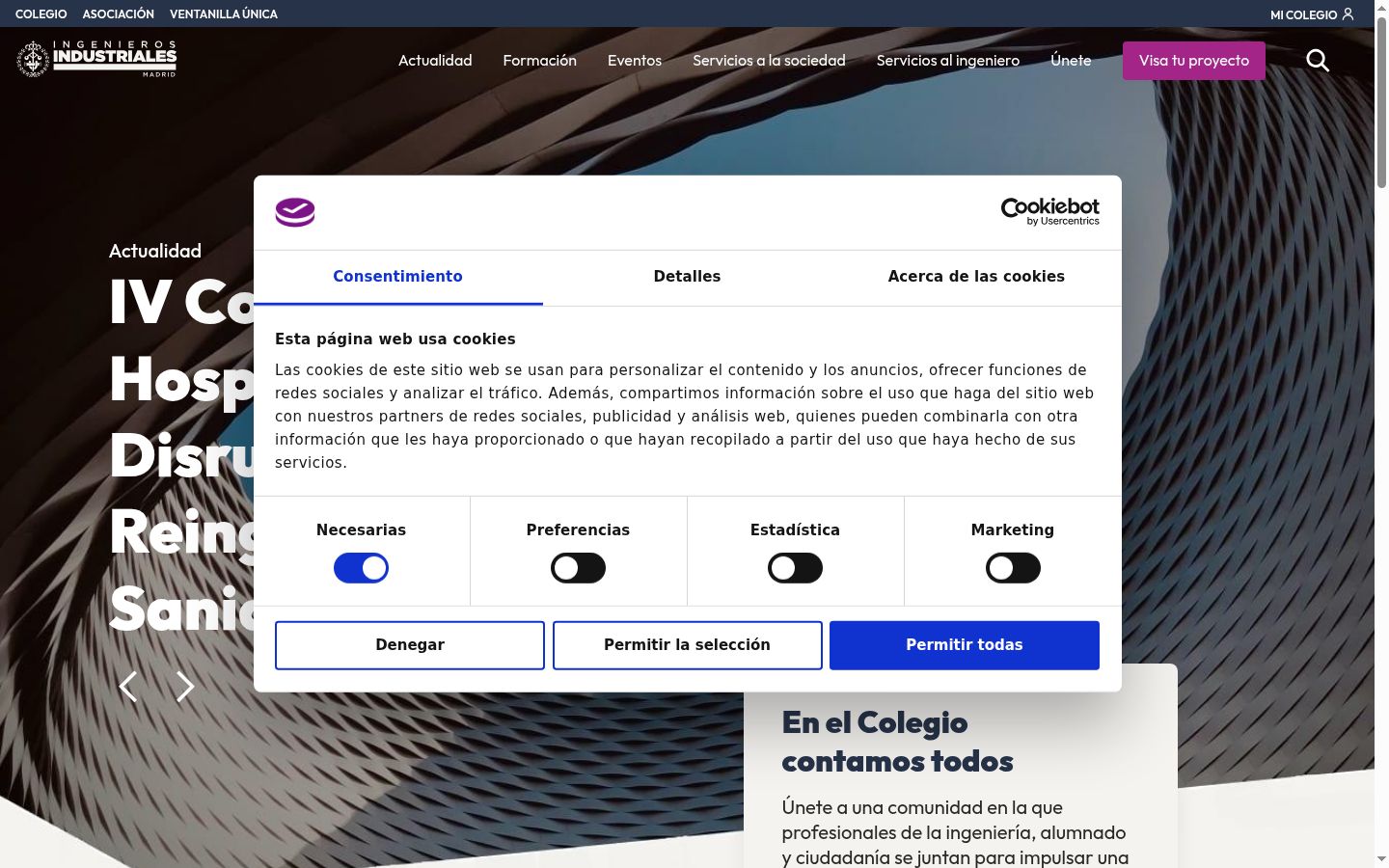 Screenshot del banner di consenso mostrato prima di qualsiasi interazione