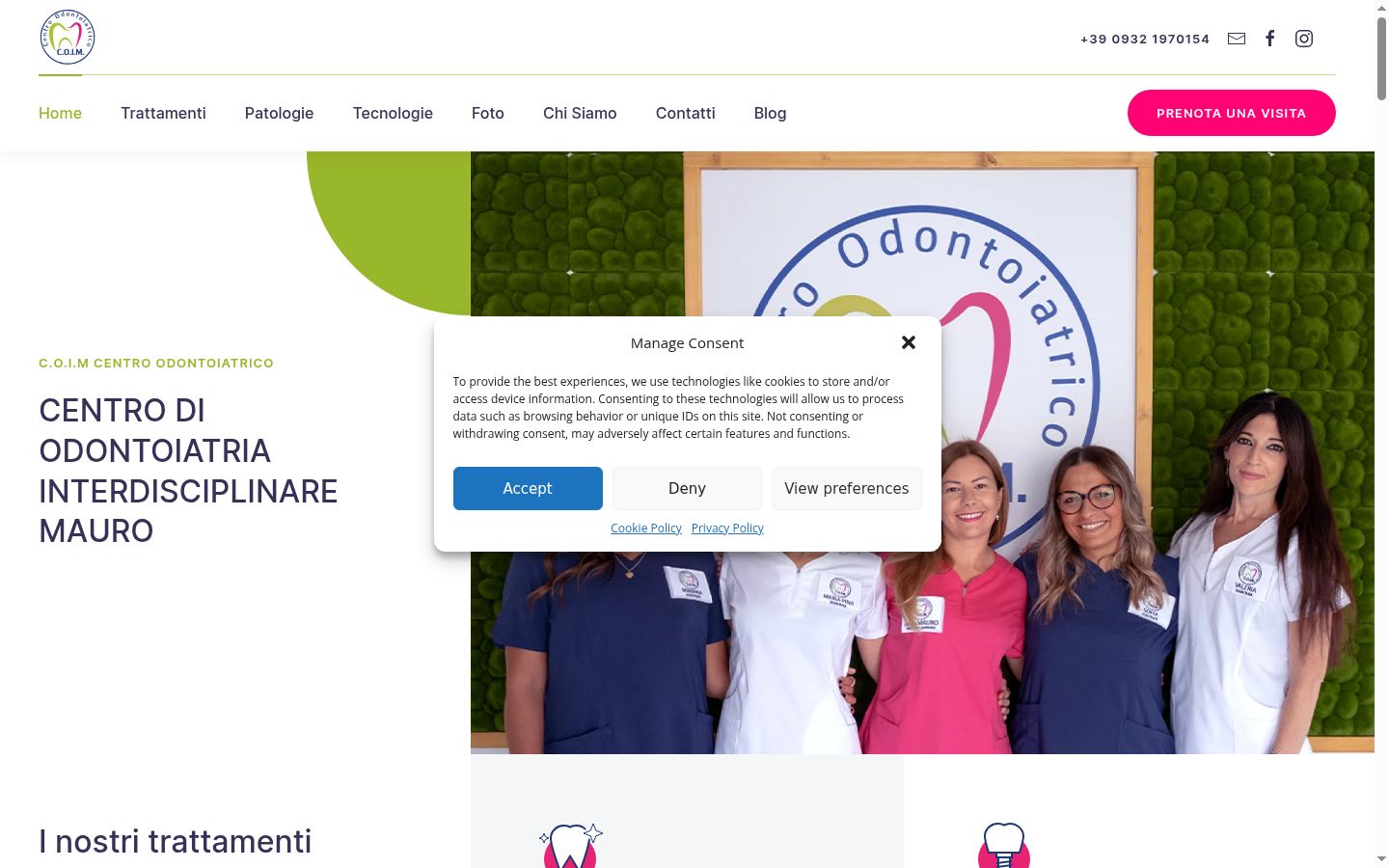 Captura de ecrã do banner de consentimento apresentado antes de qualquer interação