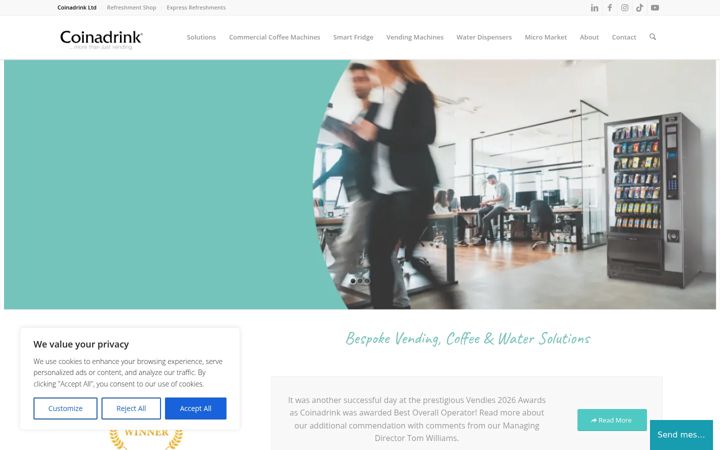 Screenshot of coin-a-drink.co.uk