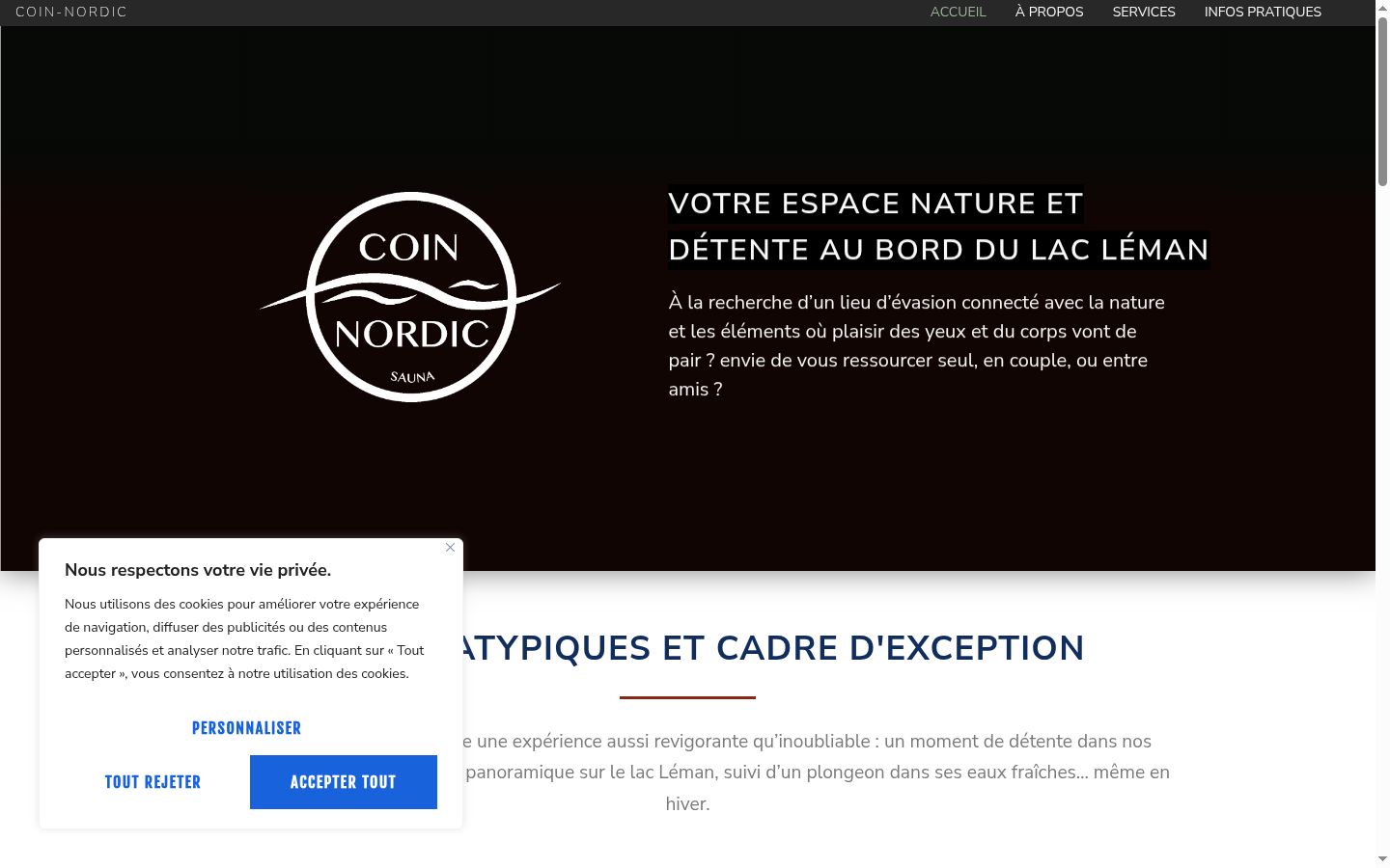 Capture d'écran de la bannière de consentement affichée avant toute interaction