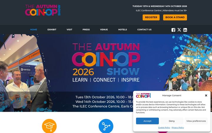 Captură de ecran a coin-opshow.co.uk