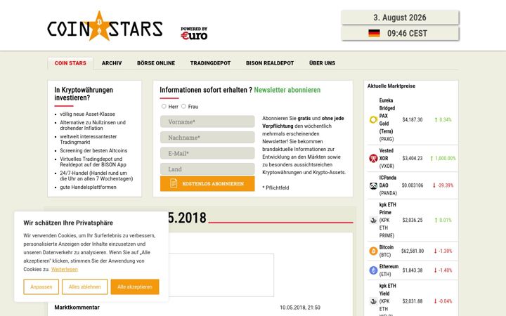 Screenshot of coin-stars.de
