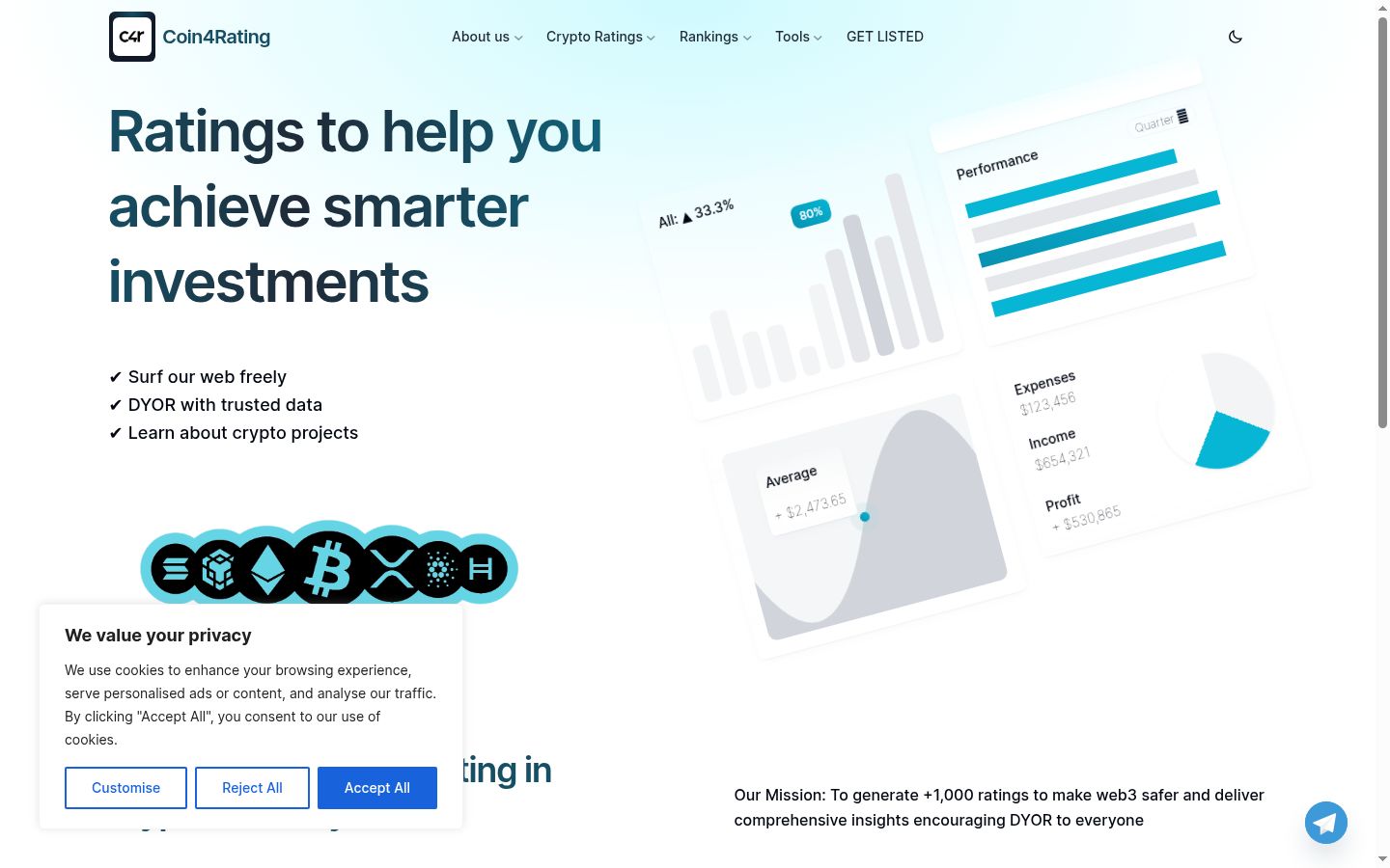 Screenshot del banner di consenso mostrato prima di qualsiasi interazione