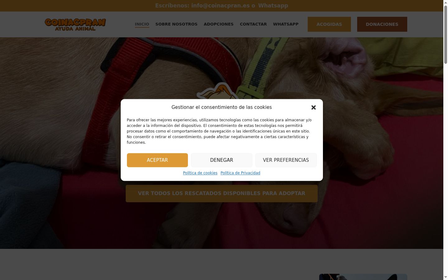 Screenshot del banner di consenso mostrato prima di qualsiasi interazione