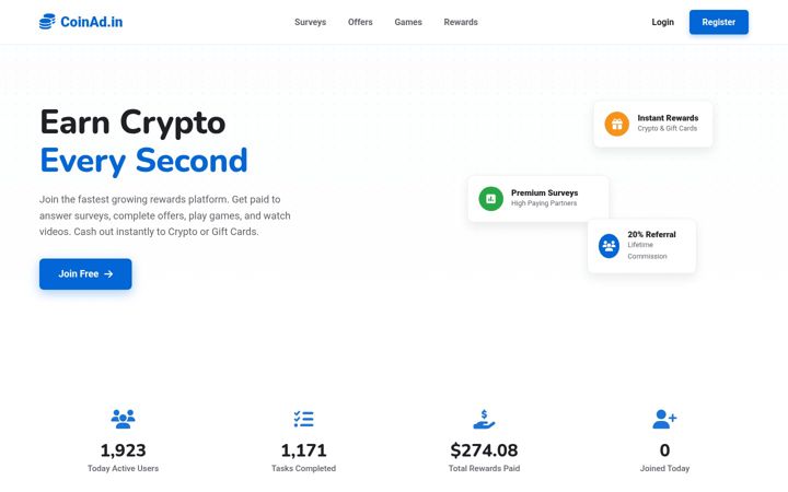 Screenshot of coinad.in