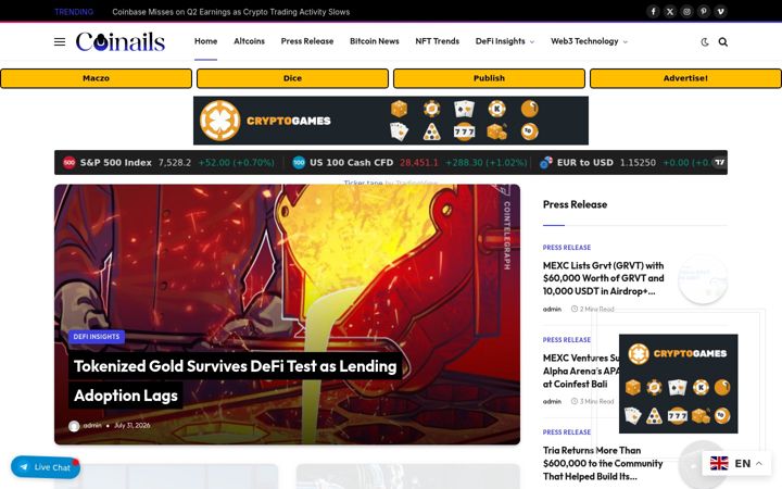 Screenshot of coinails.com