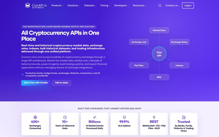 Екранна снимка на coinapi.io