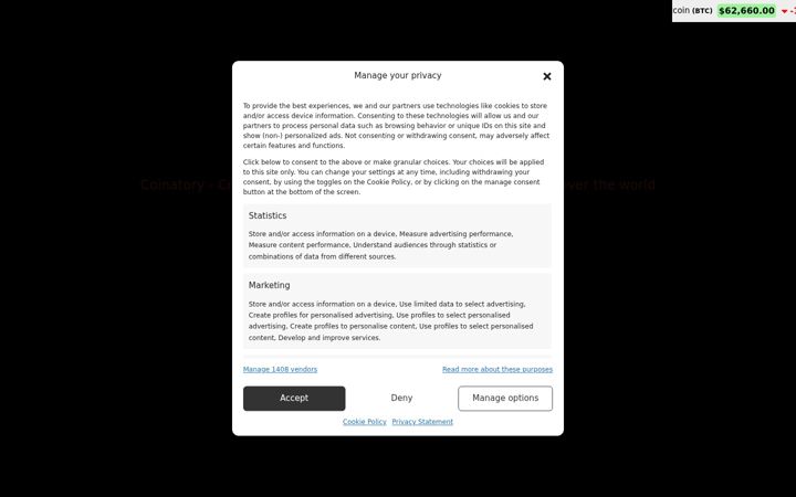 Screenshot of coinatory.com