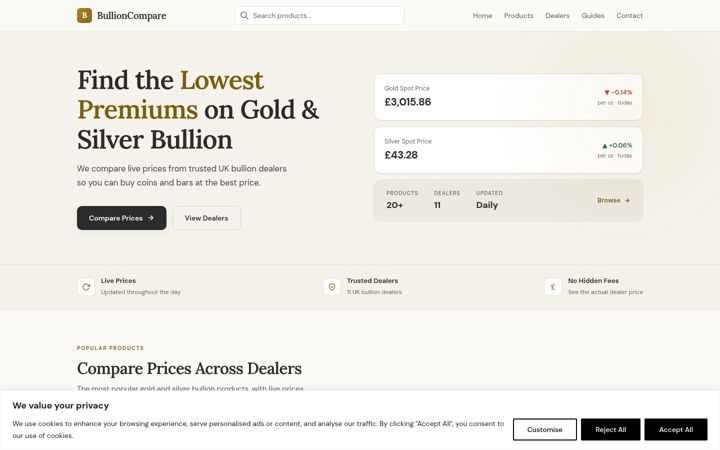 Screenshot of coincompare.co.uk