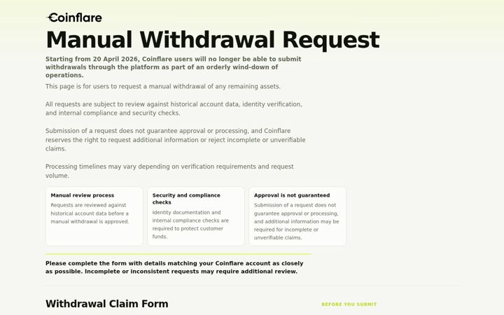 Screenshot of coinflare.com
