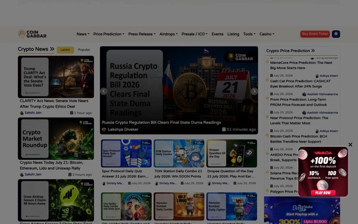 Screenshot of coingabbar.com