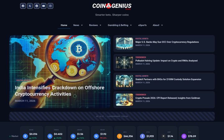 Ekrānuzņēmums no coingenius.news