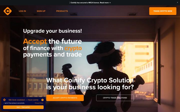 Captura de pantalla de coinify.com