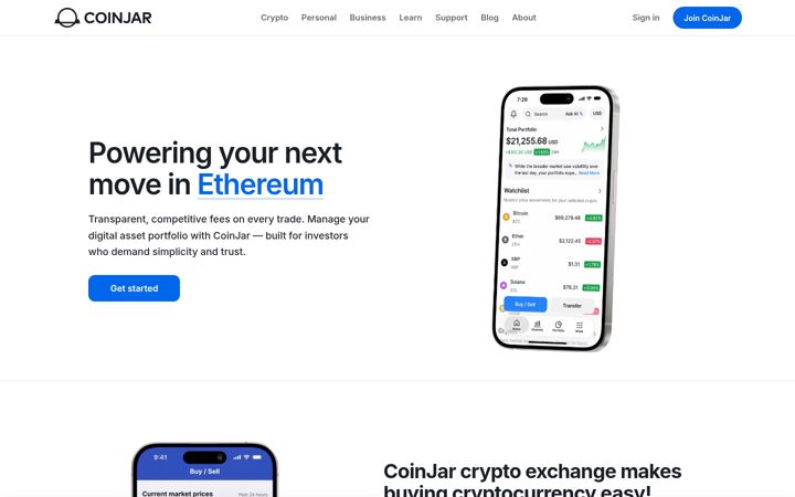 Screenshot of coinjar.com