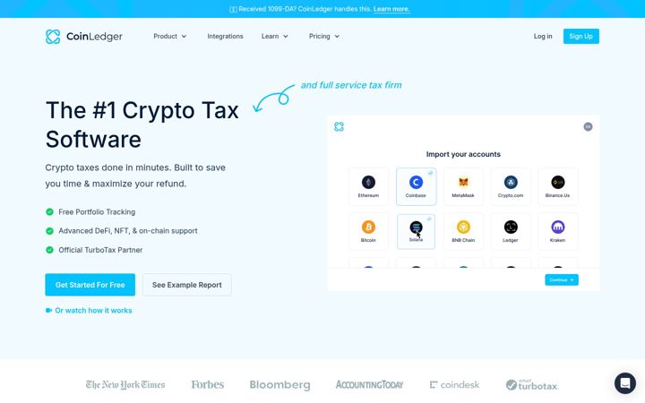Screenshot of coinledger.io
