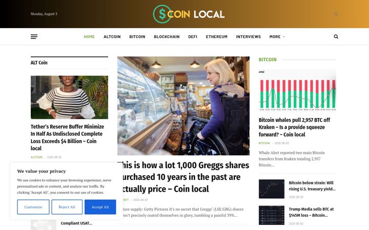 Screenshot of coinlocal.uk
