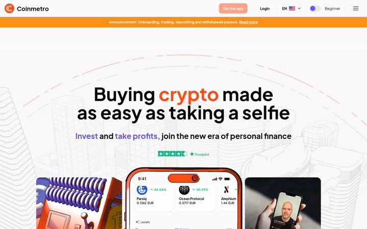 Screenshot of coinmetro.com