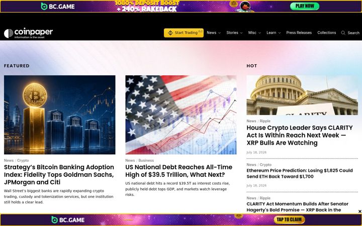 Screenshot of coinpaper.com