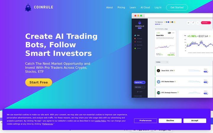 Screenshot of coinrule.com