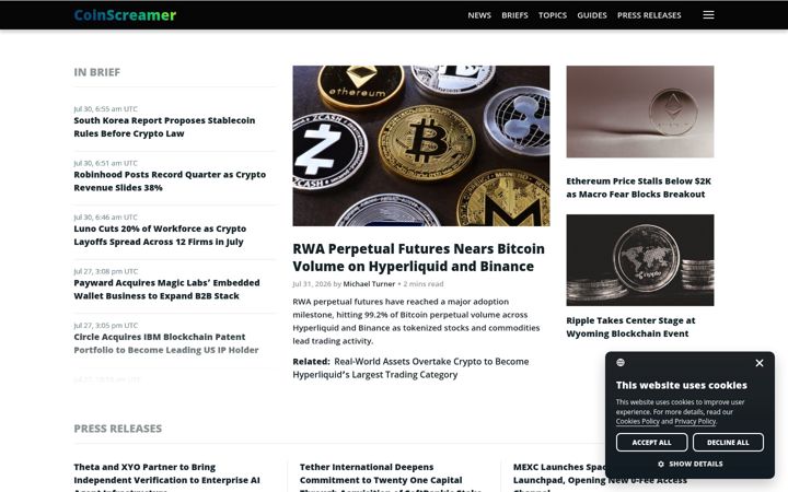 Screenshot of coinscreamer.com
