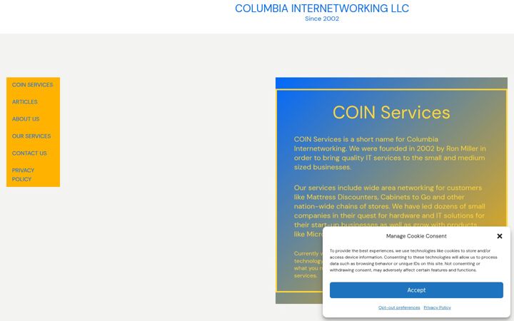 Captură de ecran a coinservices.net