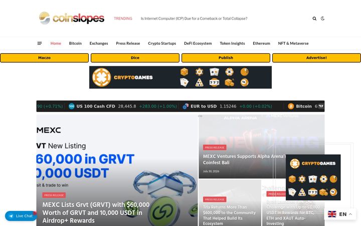Screenshot of coinslopes.com