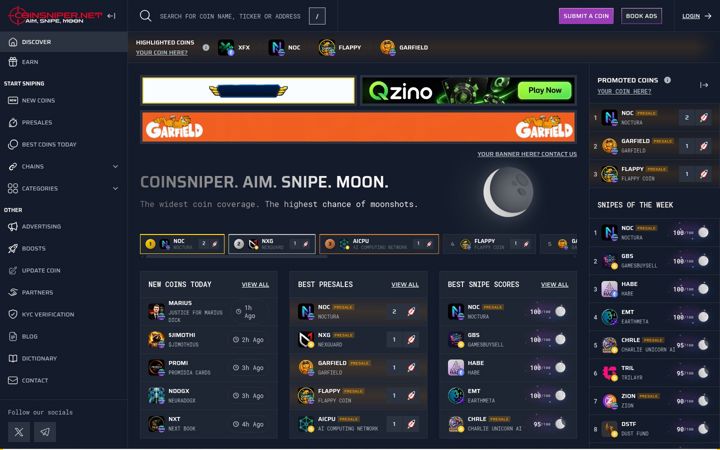 Screenshot of coinsniper.net