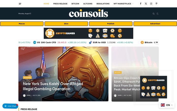 Screenshot of coinsoils.com