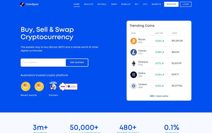 Screenshot di coinspot.com.au