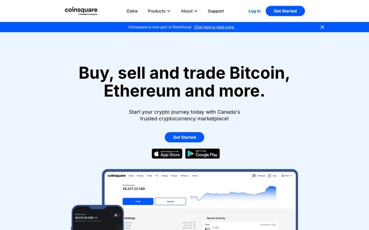 Screenshot of coinsquare.com