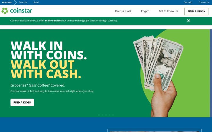 Screenshot of coinstar.com