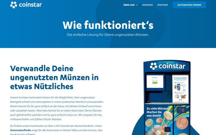 Screenshot of coinstar.de