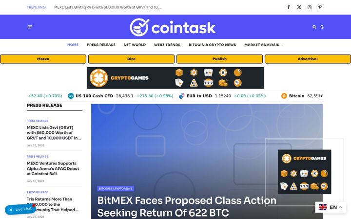 Screenshot of coinstask.com